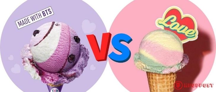 differences Baskin Robbins and BTS Bora Bora and BTS Pink Love ice cream