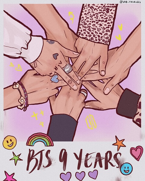 BTS fanart 9th anniversary