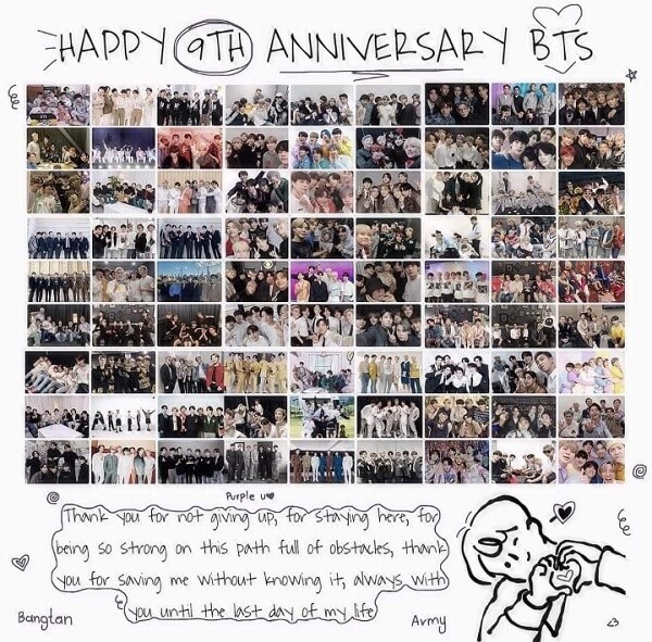 BTS collage 9th anniversary