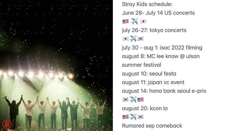 Stray Kids schedule is FULLY PACKED. | @hhjs734kbias on Twitter