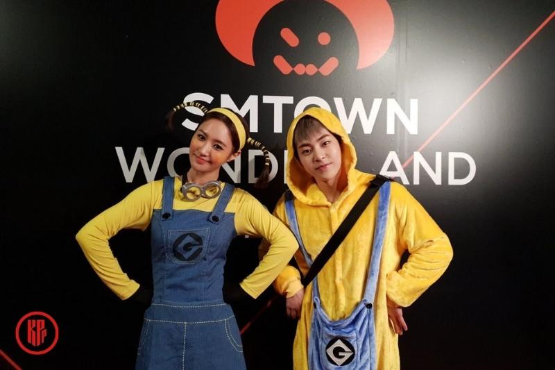 kpop idols yuri xiumin dressed as minion