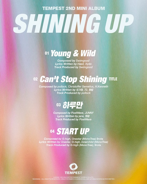 TEMPEST SHINING UP comeback mini album track list