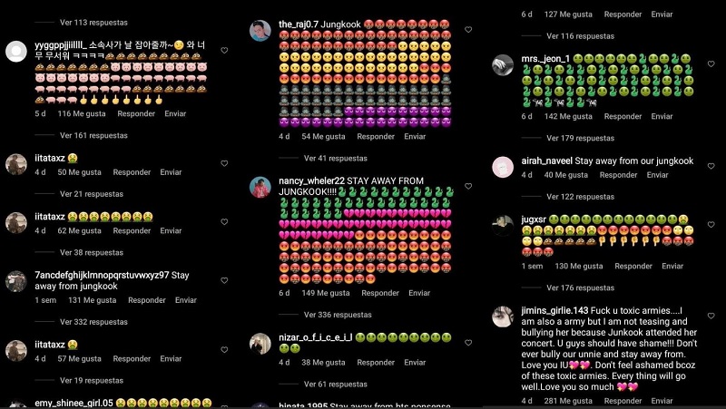 BTS ARMY hate comments on IU Instagram