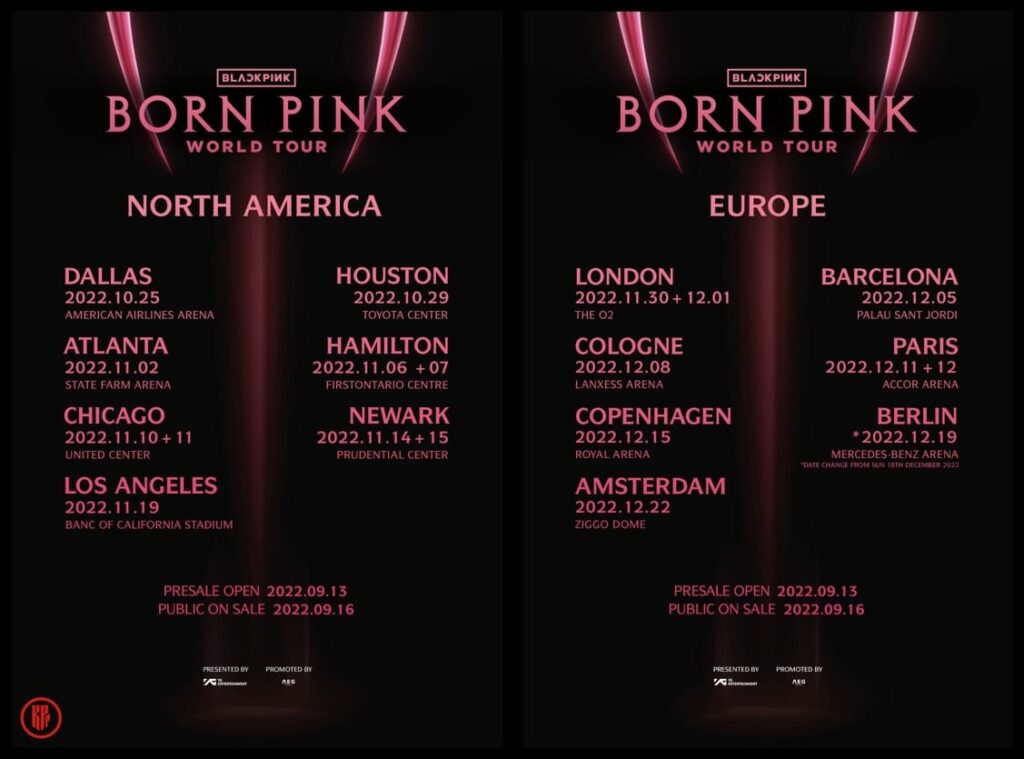 “BORN PINK” 2022 world tour in North America and Europe.