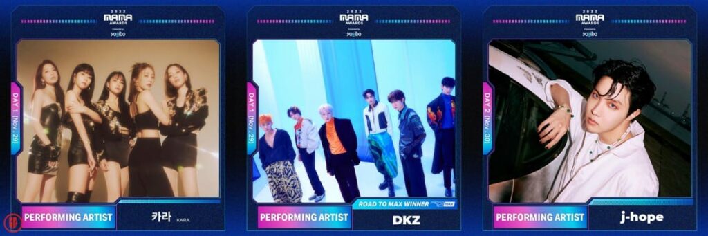 MAMA Awards 2022 Lineup KARA, DKZ, and J-hope| MAMA2022