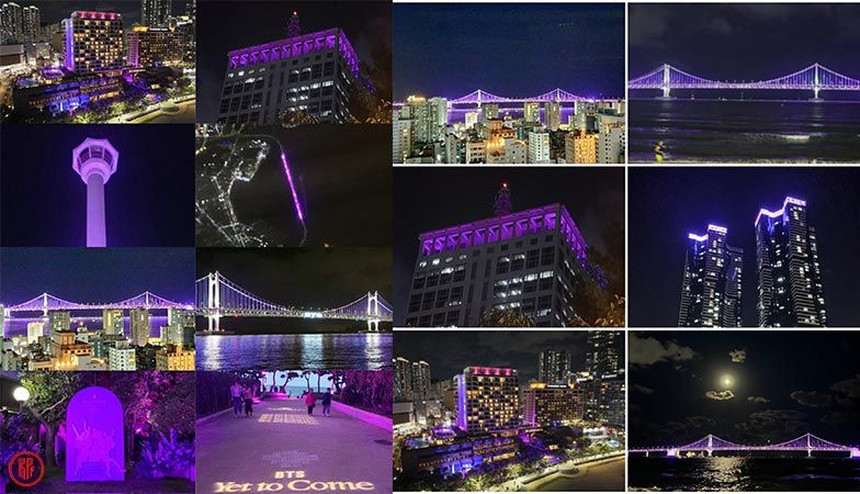 Purple Light events in Busan to celebrate BTS upcoming World Expo 2030 concert. | Twitter