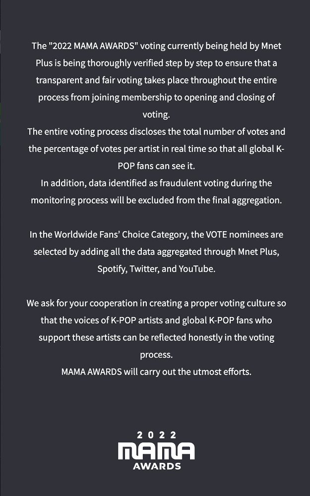 2022 mama awards announcement fair voting