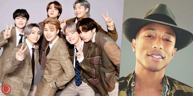 Kpop group BTS and Pharell Williams. | Twitter.