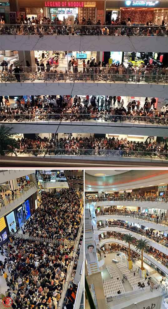 Fans overcrowding Central Park Mall – Jakarta to attend EXO Sehun x Whitelab fan meeting event. | Twitter