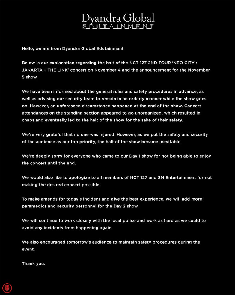 Official apology from Dyandra Global Edutainment.  | Twitter