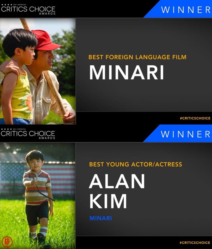 “Minari” won two awards at 2021 CCA. | CCA Twitter.