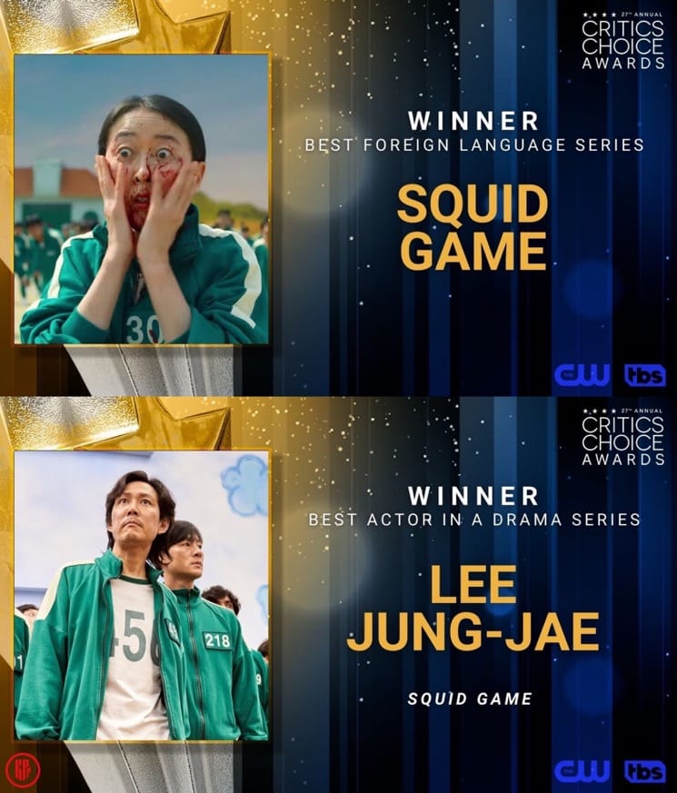 Kdrama “Squid Game” won Best Foreign Language Series and Best Actor in the Drama Series. | CCA 2022.