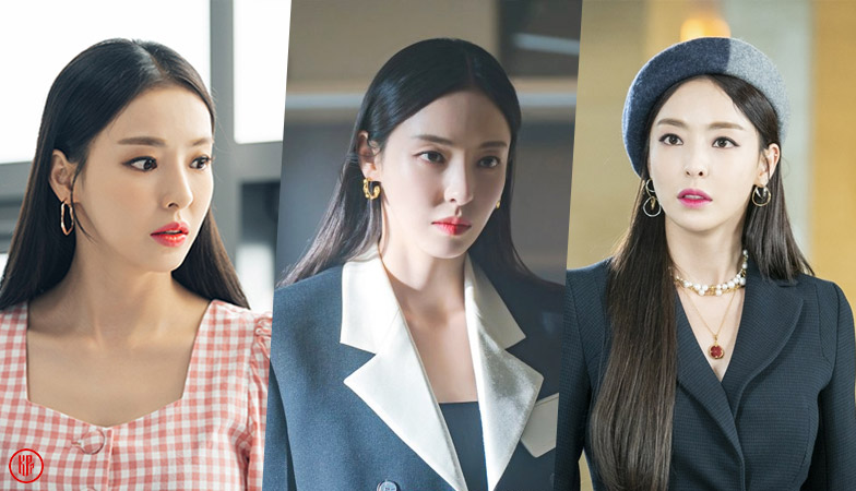 Lee Da Hee chaebol heiress roles in Search WWW (left), Island (mid), The Beauty Inside (right). | MDL