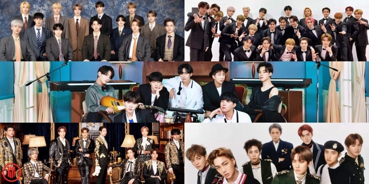 Top 5 popular Kpop boy groups in January 2023 - BTS, NCT, SEVENTEEN, Super Junior, and EXO.