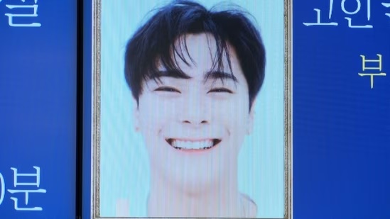 A portrait of Moonbin, member of boyband Astro, at a funeral home in Seoul, South Korea | REUTERS