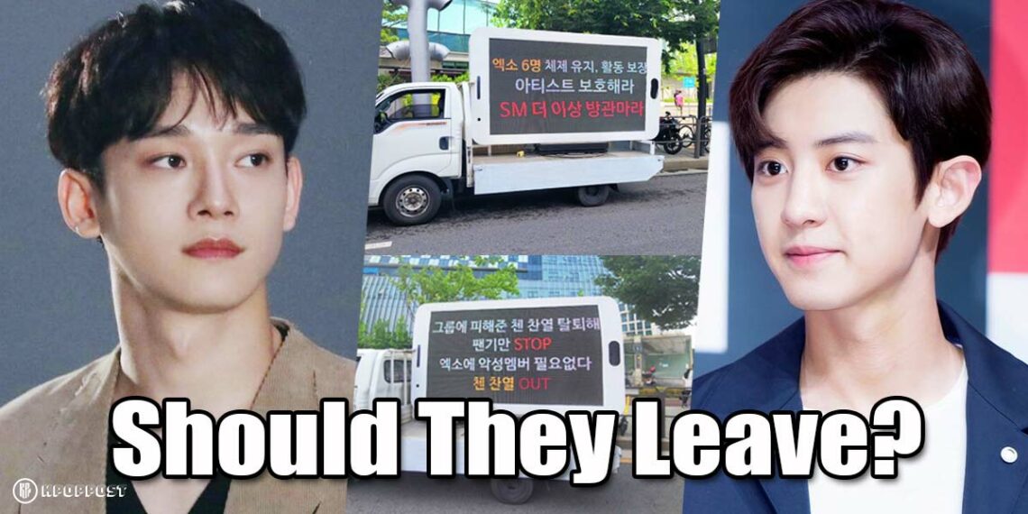 Chen and Chanyeol Leave EXO protest truck