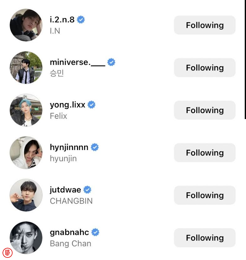 Stray Kids members’ Instagram accounts. | Twitter