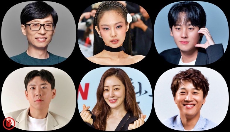 Korean variety show “Apartment 404” cast members. Left-right: (Top) Yoo Jae Suk, BLACKPINK Jennie, and Lee Jung Ha. (Bottom) Yang Se Chan, Oh Na Ra, and Cha Tae Hyun.