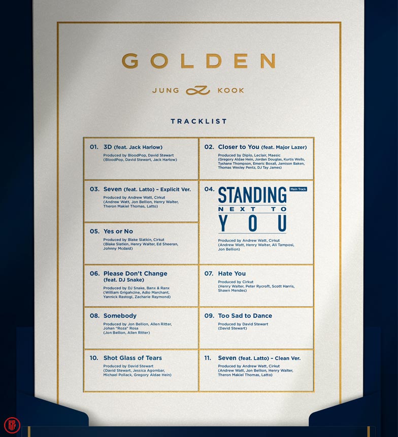 BTS Jungkook “GOLDEN” solo album tracklist. | Twitter