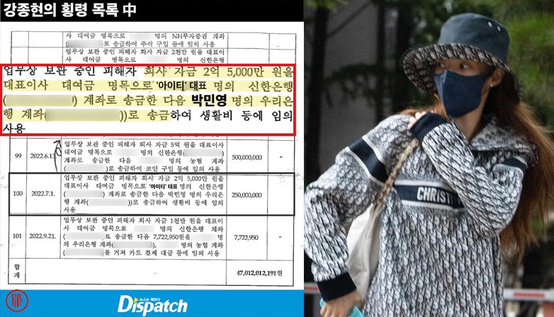 Dispatch’s report on Park Min Young and her relationship with former boyfriend Kang Jong Hyun. | Dispatch Korea