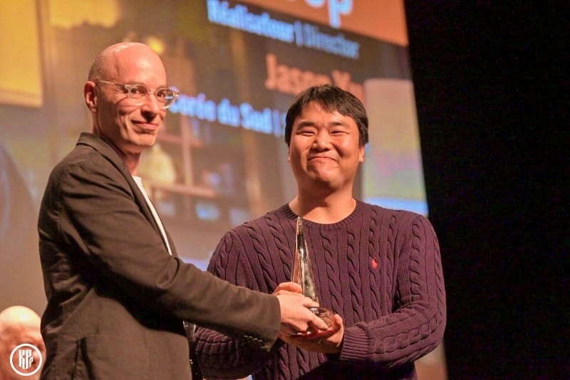 Bernard Werber awards the Grand Prize to Director Jason Yu for his film "Sleep" at. | Jean-Christophe Verhaegen