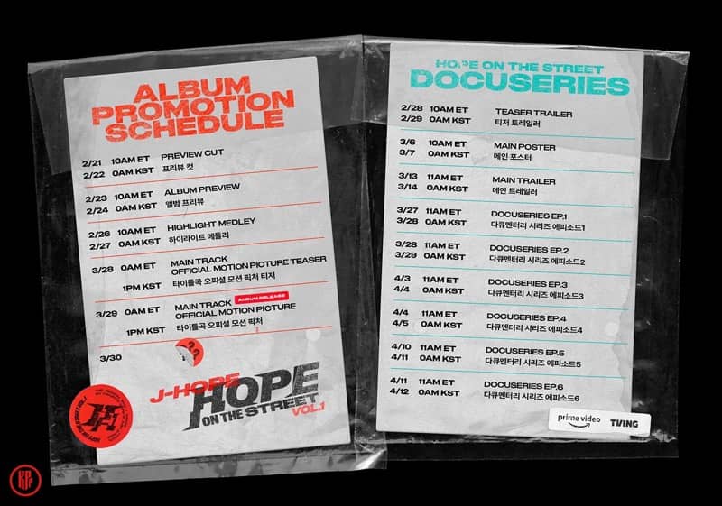 BTS J-Hope Hope On The Street Documentary Series Promotion Schedule