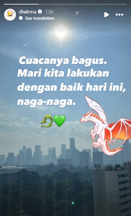 IU Instagram Story calling JAKARTA UAENA dragons