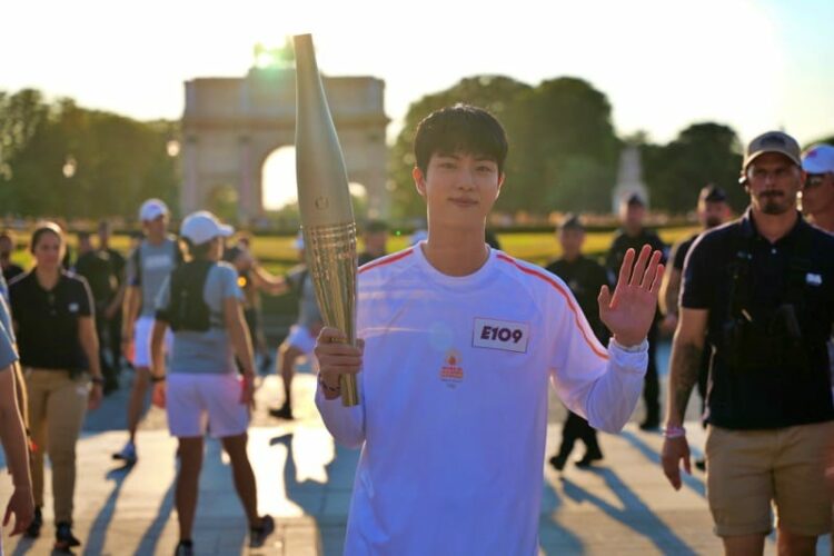 BTS Jin Lights Up Paris 2024 Olympic Games Torch Relay as a Dazzling