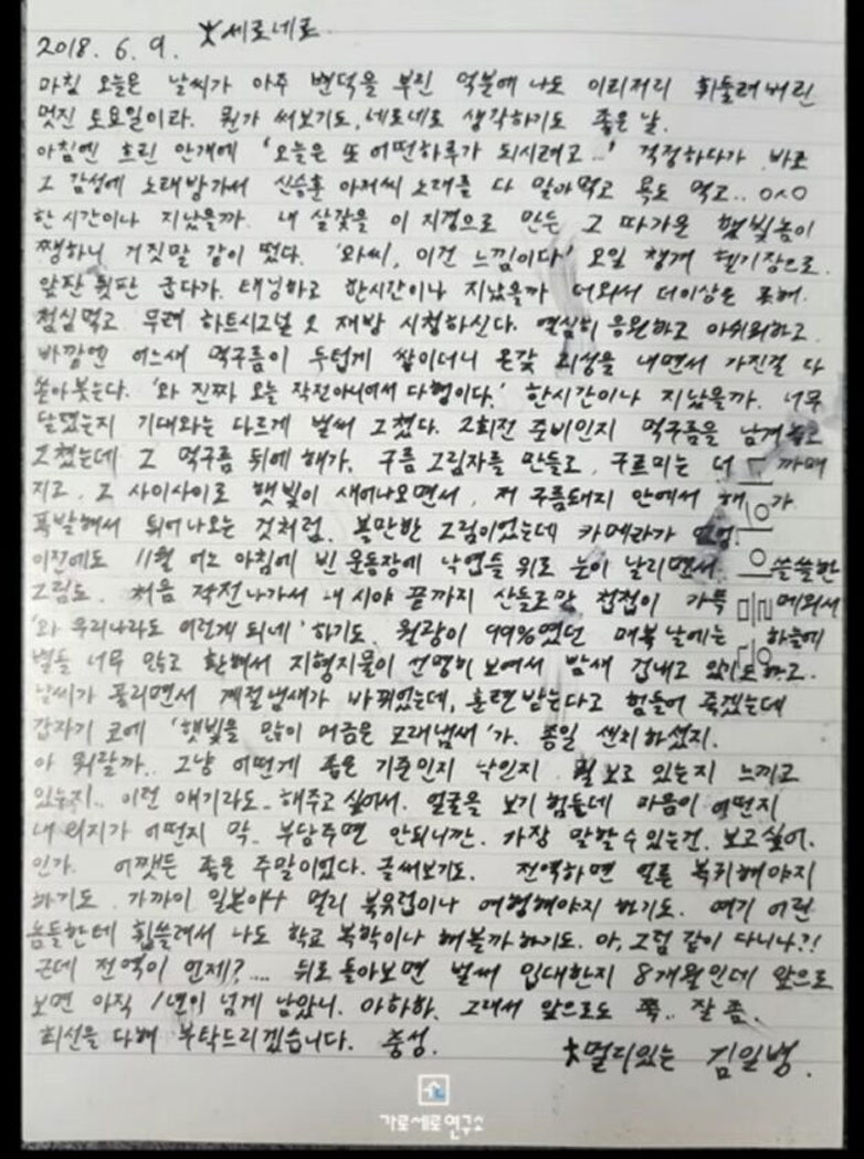 Kim Soo Hyun’s letter to Kim Sae Ron. | Garosero Institute