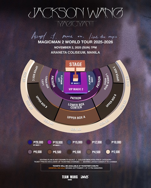Seat Map Jackson Wang MAGIC MAN 2 tour in Manila