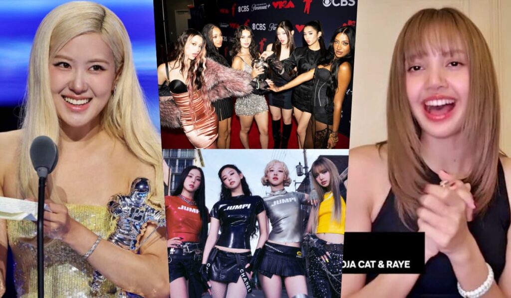 MTV VMAs 2025 Winners (L-R): Rosé, KATSEYE, BLACKPINK, and Lisa | MTV VMAs Official X