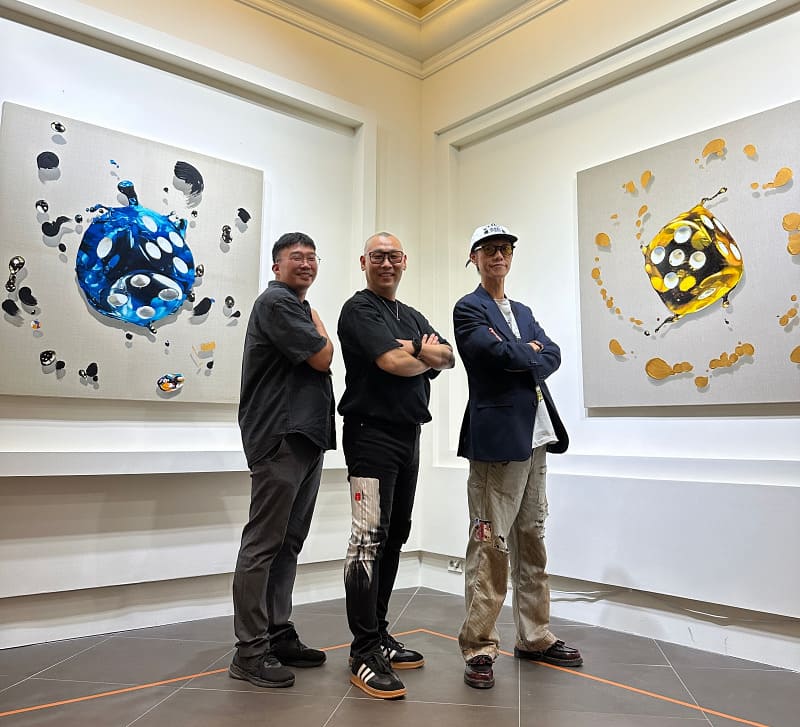 The Hexahedron’s Tale exhibition - Prof. Hyunseok Lee, Domin, and Kim Deegie. | Photo Credit: Maggie A.R.