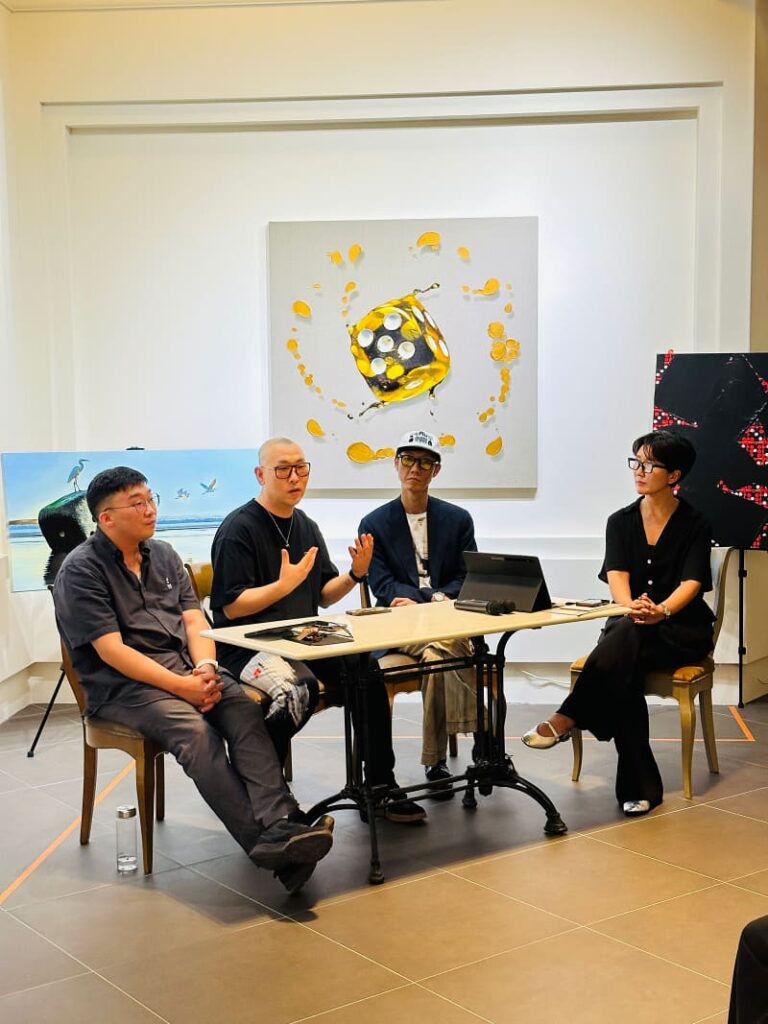 Artist Talk: The Hexahedron’s Tale - (L-R) Prof. Hyunseok Lee, Domin, Kim Deegie and Hee-sun Kim (CEO of Team8 Partners) | Photo Credit: Maggie A.R.