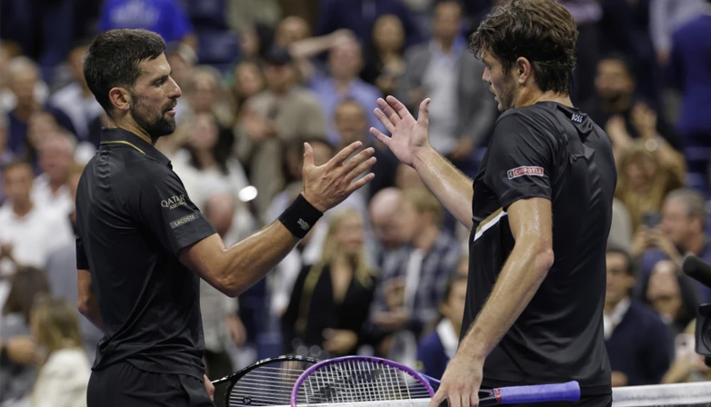 Novak Djokovic and Taylor Fritz at U.S. Open Championship. | AP 