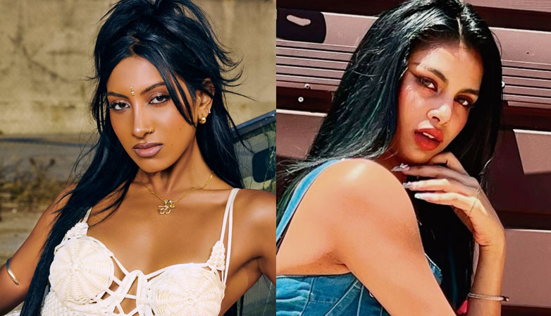 K-pop idols of Indian nationalities, KATSEYE Lara and BLACKSWAN Sriya. | Multiple Sources