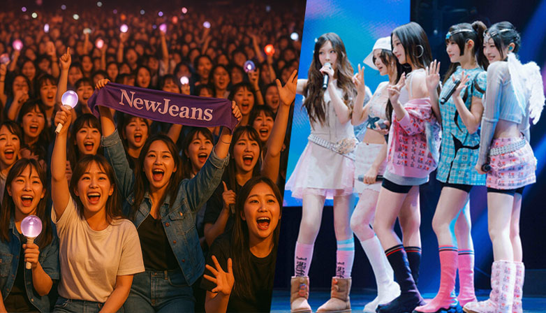 AI-generated K-pop fans illustration and NewJeans. | Multiple Sources